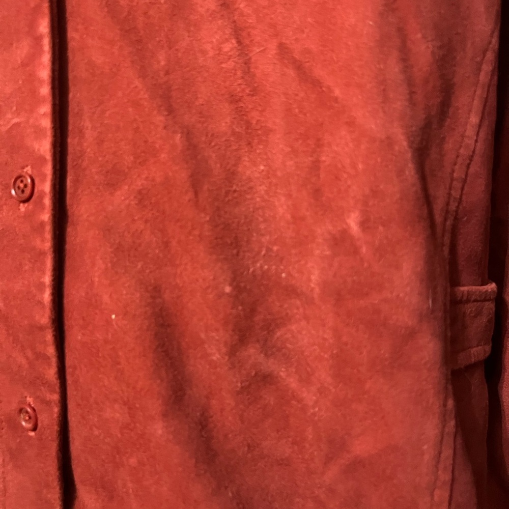 Faconnable Rust-Red Suede Button-Front Jacket - Picture 3 of 5